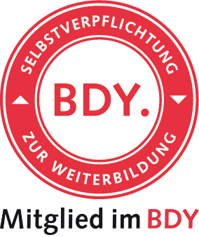 Logo Mitglied im BDY und Selbstverpflichtung zur Weiterbildung
